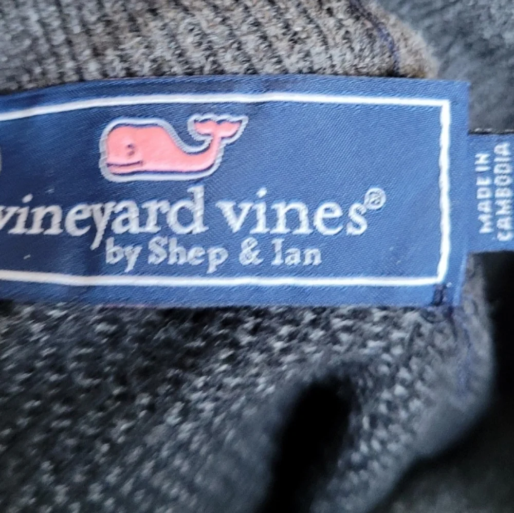 Vineyard Vines Men's Wool Blend 1/4 zipSweater‎ SZ XL Grey Black knit cozy work